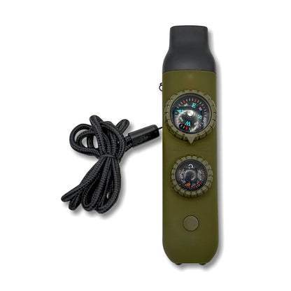 5 in 1 Tactical Emergency Whistle with Compass, Light, Thermometer & Reflector